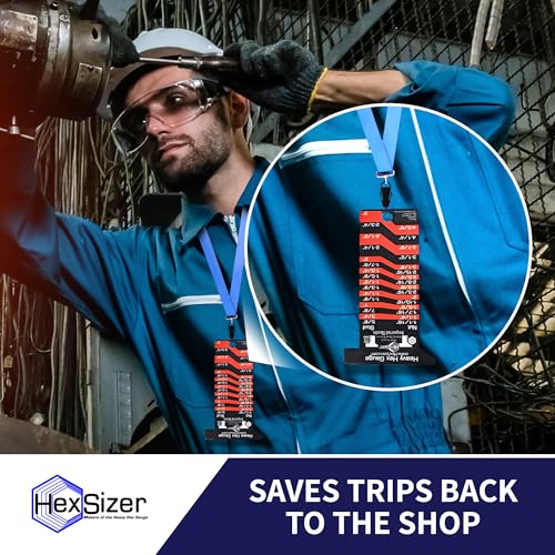 HexSizer 10-Pack Heavy Hex Gauge, Nut & Bolt Sizer Set - Red on Black