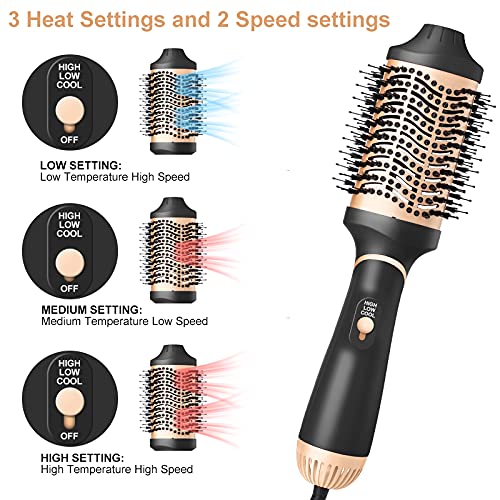 Hair Dryer Brush Blow Dryer in One Step, Upgraded 4 in 1 Hair Dryer and Styler Volumizer with Negative Ion Anti-frizz Ceramic Titanium Barrel Hot Air Styler Hair Straightener