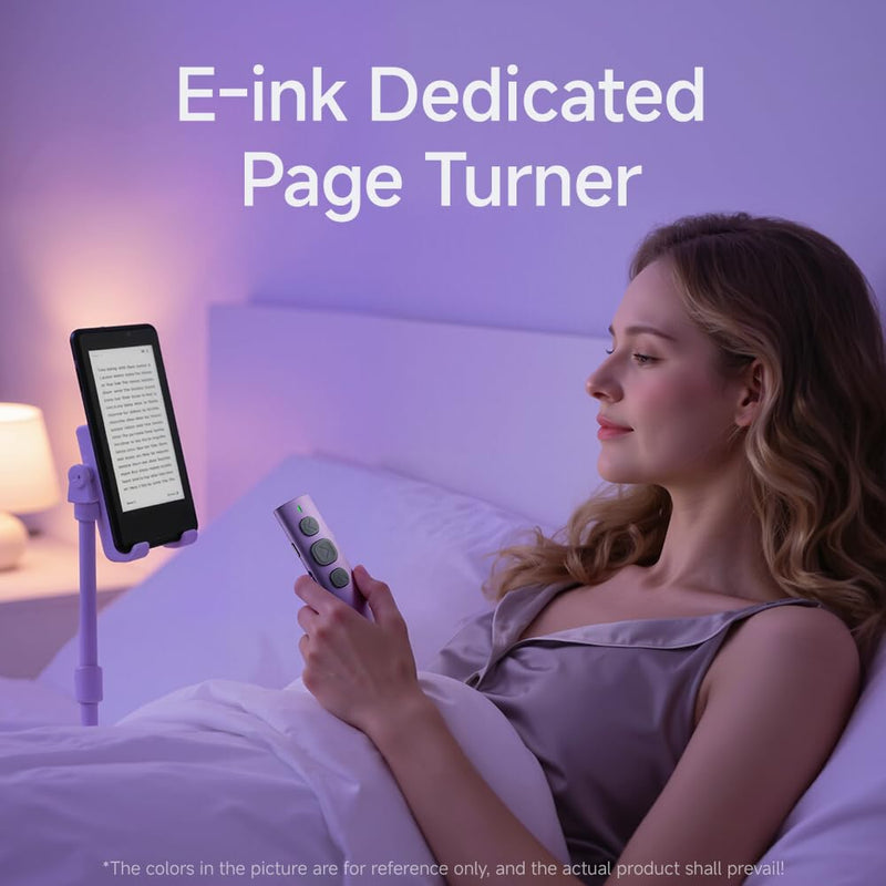 E3 Controls Bluetooth Page Flipping, Suitable for Smartphones, Mobile Tablets, Computers Tiktok、 Music Switching, Android e-Book Reader XTEINK Reader Flipping Left and Right Pages(Purple) Purple