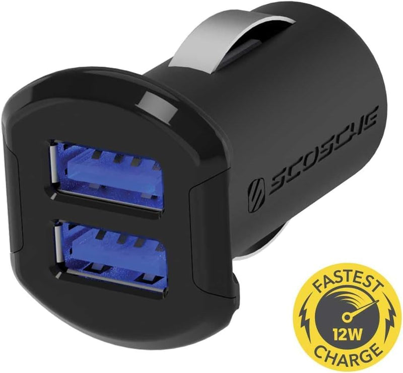 Scosche USBC242M Revolt Universal Cigarette Lighter Multi Device Compact Dual Port USB Car Charger, Fast Charge Two Devices Simultaneously, Black (Pack of 4) 24W Dual Port (Pack of 4) 블랙.