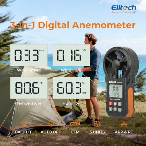 Elitech ANE-200W HVAC Anemometer, Air Flow & Temp Meter with Bluetooth US-ANE