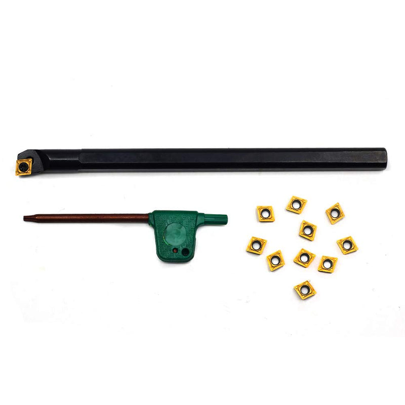 OOSCARBIDE 3/8"x 6" Indexable Boring Bar with10pcs CCMT21.51 (CCMT060204) Carbide Inserts, Right-Hand, High-Quality Solid Carbide, Multilayer Coating