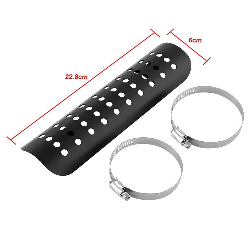 Keenso Motorcycle Exhaust Heat Shield,Universal Motorcycle Heat Guard Cover with 2 Stainless Steel Clamps for 50mm-70mm Pipe Diameter(Silver) Silver