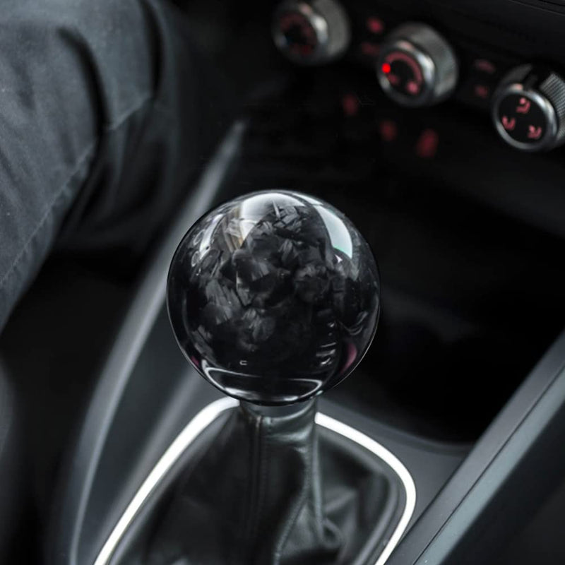Forged Carbon Fiber Shift Knob Real Carbon Fiber Gear Shifter Spherical Type Unique Designed for Most Manual Car Universal Gear Shift Knob with 3 Adapters (Carbon Fiber-Sphere, Black) Carbon Fiber-Sphere