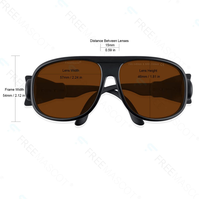 FreeMascot Professional OD 4+ 190nm-540nm/ 600nm-700nm Laser Safety Glasses For Violet/Blue/Green & Red Laser Light Frame Style 1
