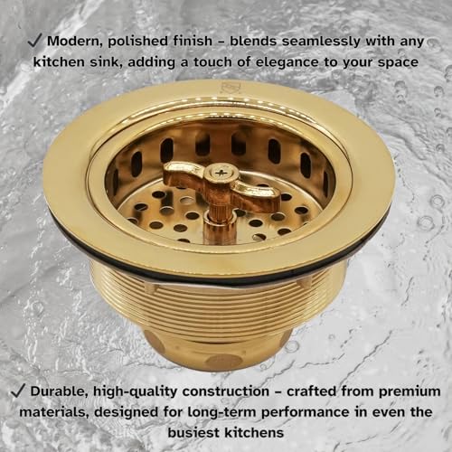 Westbrass A213-01 3-1/2" Wing Nut Twist Style Large Kitchen Sink Basket Strainer, Polished Brass