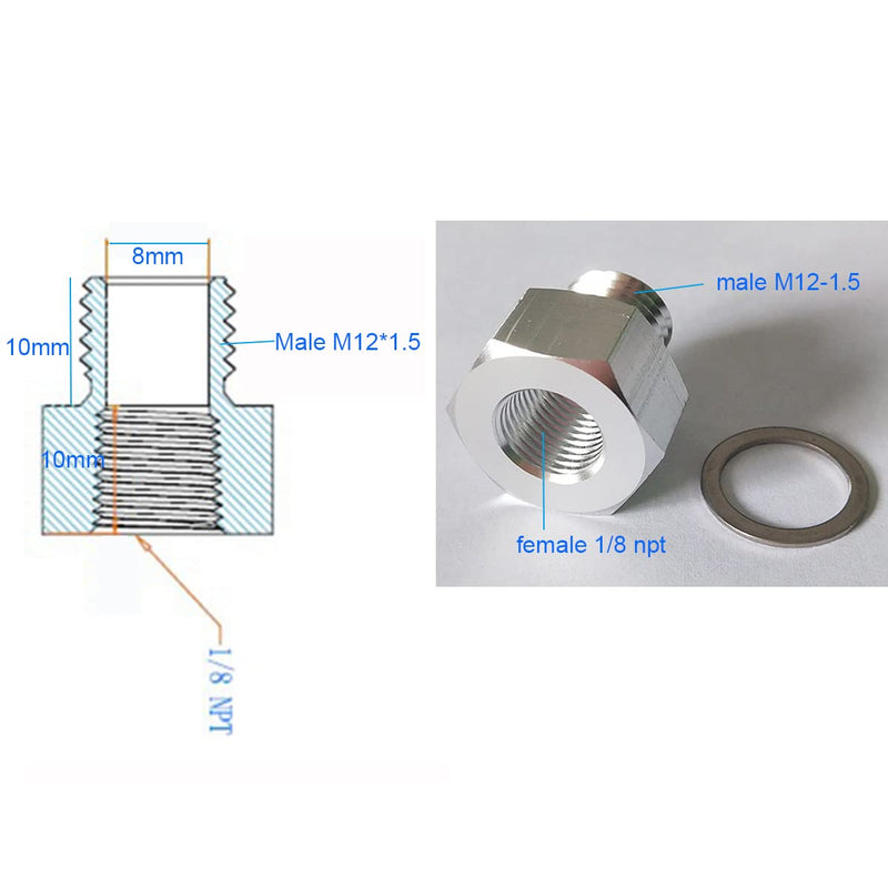 LS Engine Swap Intake Plug Coolant Temp Oil Pressure Sensor Adapter M16 M12 x 1.5 to 1/8 NPT for All GM LS Series Engines LS1 LSX LS3 5.3L 6.0L 6.2L