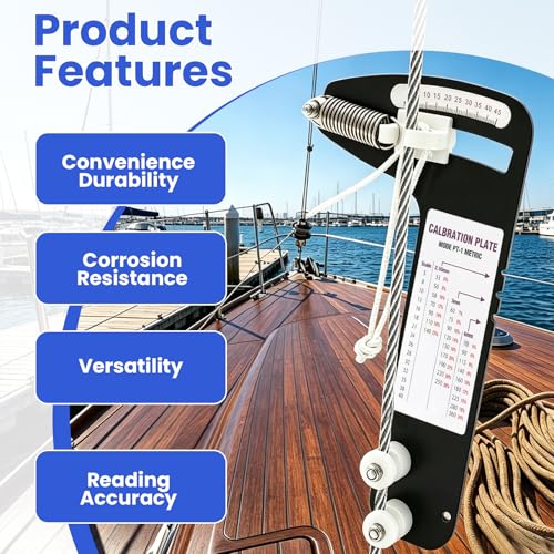 PT-2 Sailboat Rigging Tension Gauge, Professional Hands-Free Force Gauge for Cable Diameters 3/16, 7/32, 1/4 in, 2000 lbs, for Standing Rigging & Forestays, Loos Tension Gauge