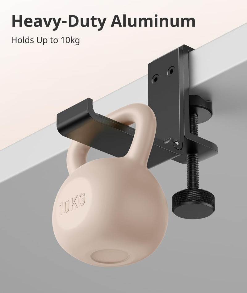 Kimiangel Headphone Stand Under Desk, Foldable Aluminum Headset Holder with Adjustable Screw Clamp, Headphone Hook Mount for Gaming Accessories, Space-Saving Under Table Headset Hanger