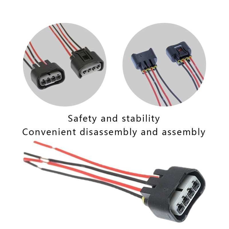 HAOBO 4PCS Ignition Coil Connector, Standard 4 Ports Ignition Coil Wire Compatible with Toyota Camry Corolla Highlander Scion Replace 90980-11885 Ignition Coil Female Connector Plug Harness Pigtail
