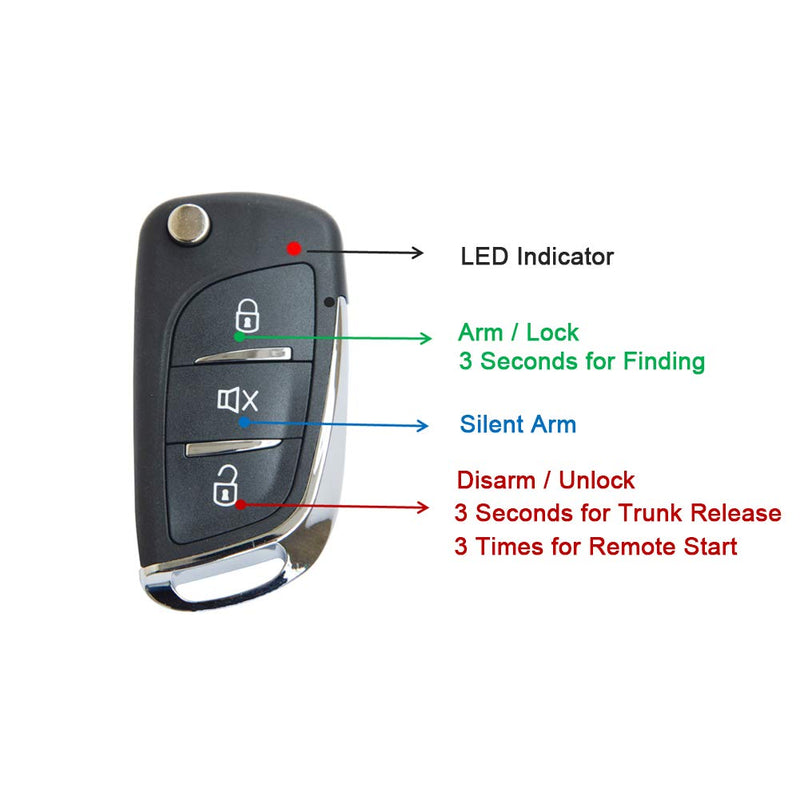BANVIE ① Car Keyless Entry Security Alarm System + ② Remote Engine Starter + ③ Push to Start Stop Iginition Button 1.without siren