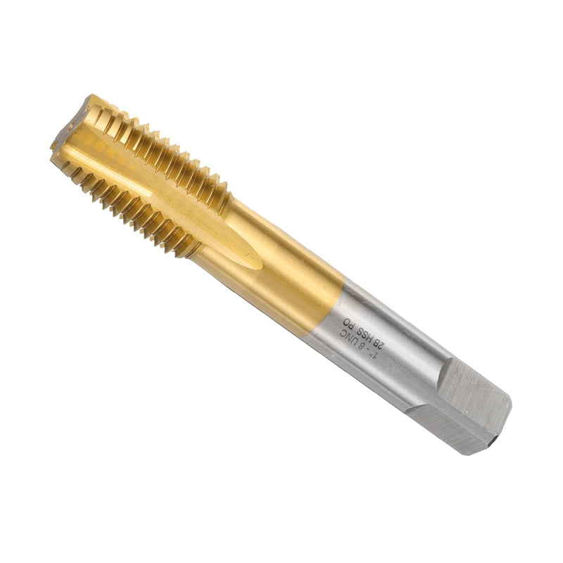 uxcell 1-8 UNC B2 Spiral Point Thread Tap, Screw Tap Threading Tapping Tool, Titanium Coated 6542 High Speed Steel Machine Taps Tapping Bit