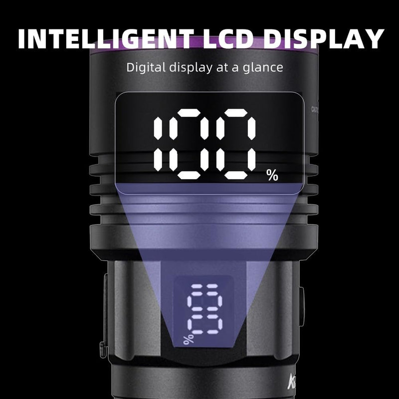 ALONEFIRE SV117 70W Professional UV Flashlight 365nm Digital Display USB-C Rechargeable with Protective Glasses