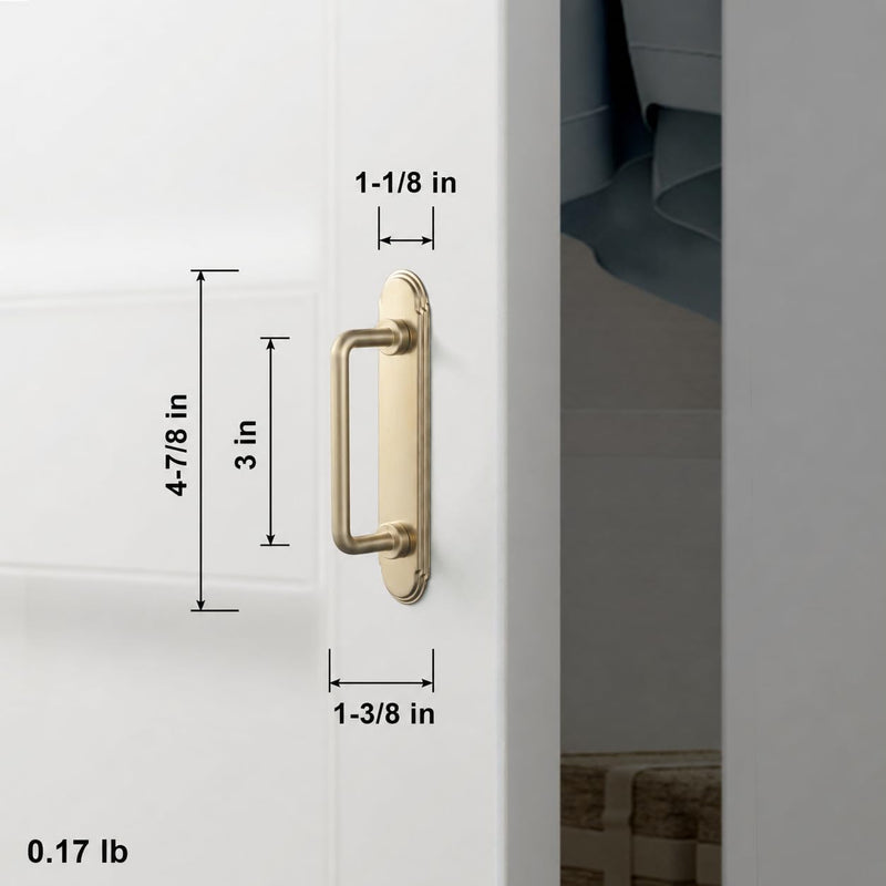 Goo-Ki Champagne Bronze Cabinet Pulls with Backplate, 3 Inch Hole Centers, 2 Pack Modern Transitional Drawer Handles, Zinc Alloy Hardware for Kitchen Cupboard, Bathroom Vanity, Dresser 3" Center to Center Orbit Rim