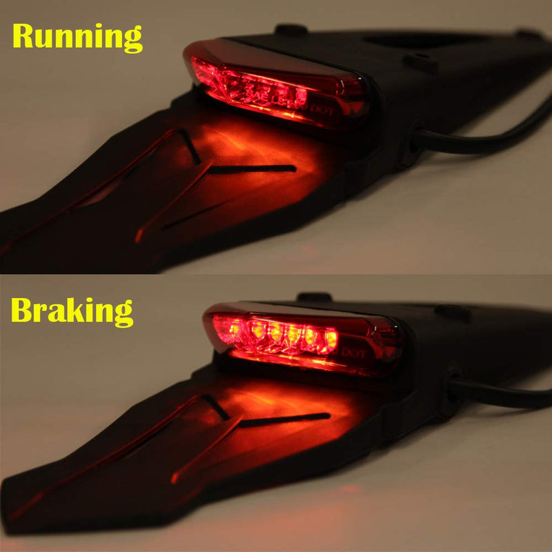 Rich Choices Rear Fender Mount Red LED Tail Light Brake Lamp Turn Signals License Plate Light for Custom Off-Road Motorcycle Dirt Bike (Red#1) Red#1