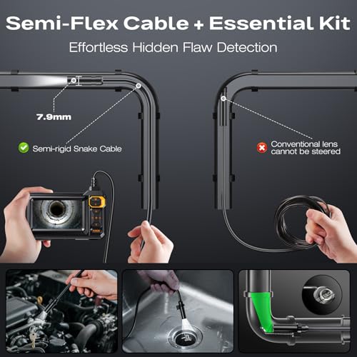 Endoscope Camera with Light, 1920P HD Borescope, 4.3" IPS Inspection Camera