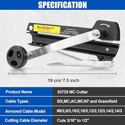 MC Cable Cutter, Cuts 3/16" to 3/8" BX/MC/AC/Greenfield Cable