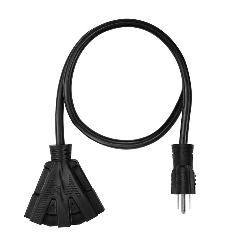 10FT 12/3 Outdoor Extension Cord, Heavy Duty 3-Outlet SJTW Indoor/Outdoor Three-Prong Power-Cord 12-Gauge Grounded 15-Amp 1875 Watts 10 FT