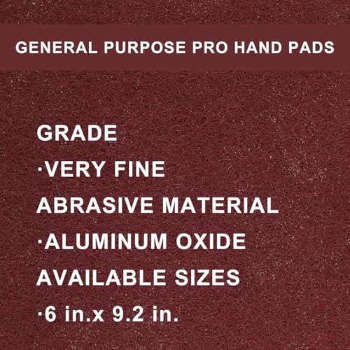 HYDRO MASTER Maroon Scuff Pads 6 x 9 Inch, 20 Pack Non-Woven Abrasive Sanding Pads, P320 Equivalent Surface Prep Pads for Paint Prep, Auto Body, Metal, Wood, Fiberglass, Wet & Dry