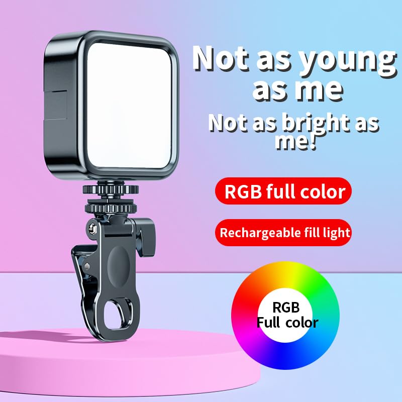 62 LED Portable Selfie Light, Video conferencing Fill Light with Clip on 3 Lighting Mode Rechargeable 2200mAh Suitable for Mobile Phones, iPhones, Network Cameras, laptops, Photography, Makeup