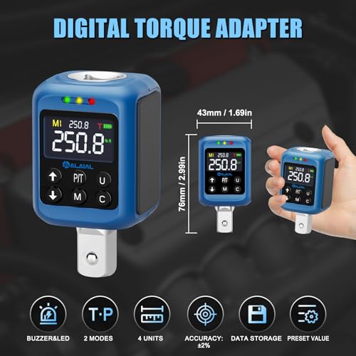 Digital Torque Adapter 1/2" Drive, 3.7-250.8 Ft-lb/5-340 Nm Light-blue