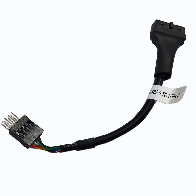 USB 3.0 to USB 2.0 Motherboard Adapter Cable, 19-Pin Female to 9-Pin Male Connector, Black, 0.5 Feet