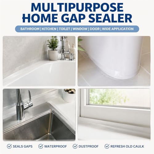 ZOMPAGO Waterproof Self Adhesive Caulk Tape Kitchen Sealing 1.38in x 32.8FT