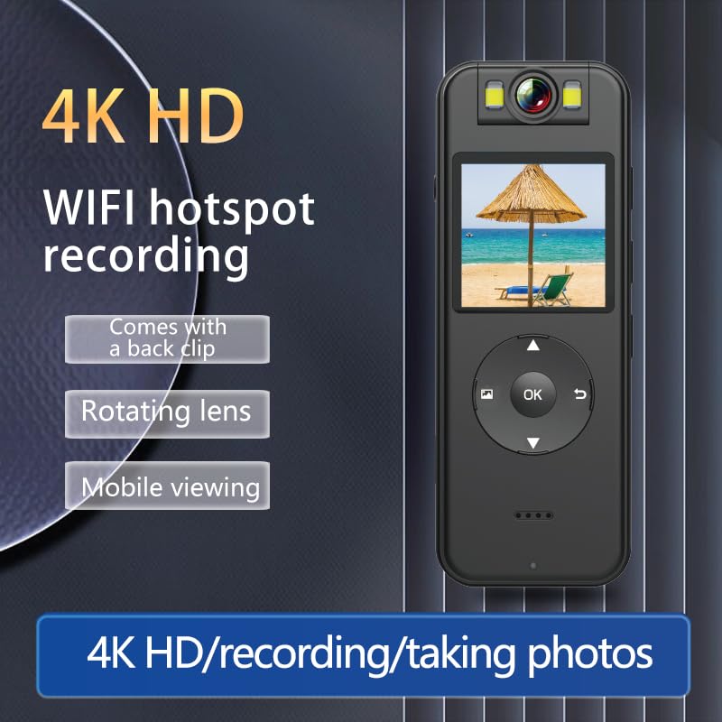 64GB Included, 4K UHD 30FPS Recording,1.4 in Screen Recorder, Body Cameras,Wearable Body Cam, 6HR Battery Life, for Outdoor Riding,Home,Sports,Security, JS-06B-64
