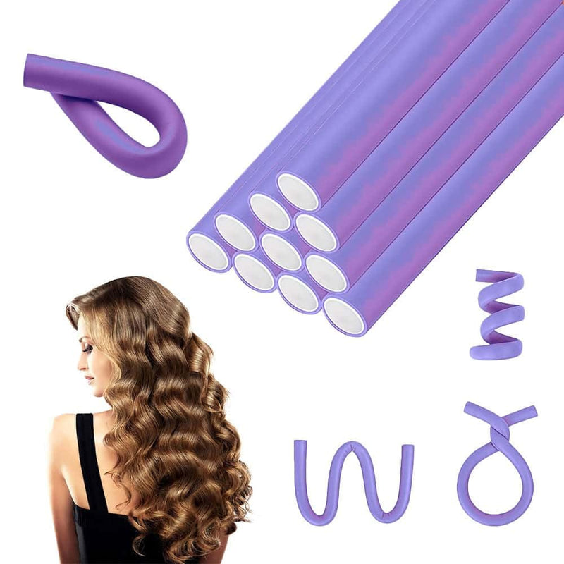 10 Pack Flexi Rods Curling Rods Heatless Curlers Foam Hair Rollers 2cm | large diameter bendy rollers for loose waves and long hair. Soft foam design for overnight curls, travel and home styling Purple 1 count (Pack of 10)