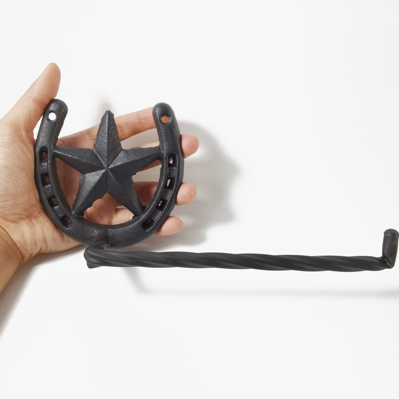 NSBELL 2PCS Cast Iron Horseshoe Toilet Paper Holder Western Decor Southwestern Bathroom Toilet Paper Holder Cast Iron Wall Decor Toilet Roll Holder Black Wall Mount Toilet Paper Bar