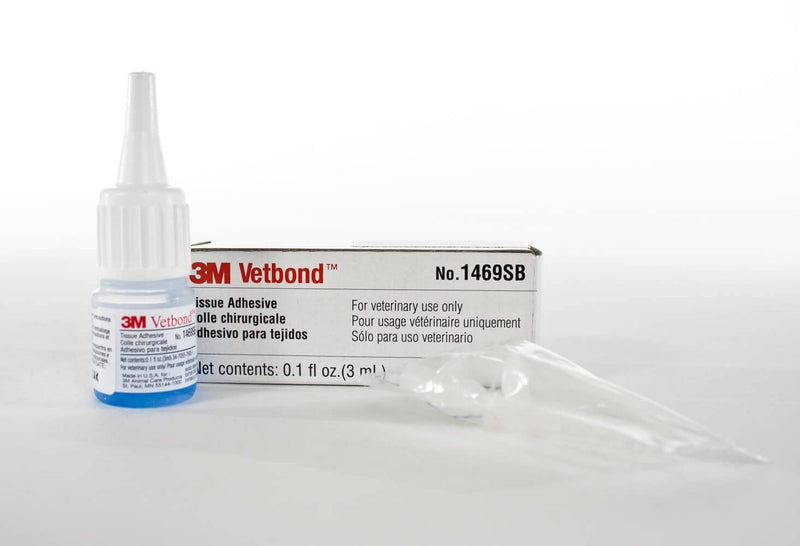 3M Vetbond Tissue Adhesive 0.1 oz (3 mL) – Fast-Acting Veterinary Wound Glue for Pets, Surgical-Grade Skin Adhesive Sealant with Blue Tint for Precise Application, Includes Reusable Applicator Tips 1-Pack