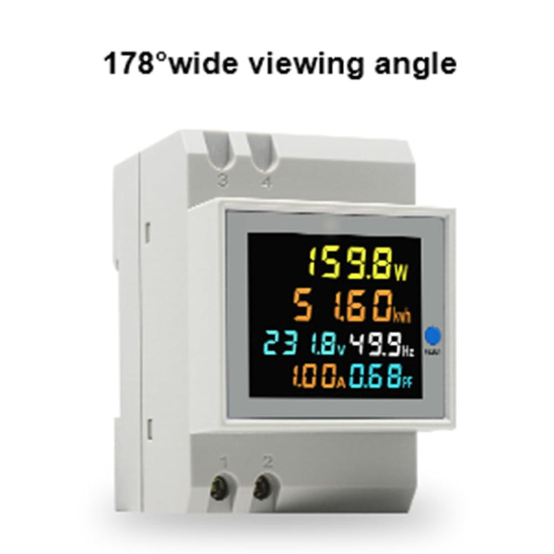 Single Phase Energy Meter Din Rail Electricity Usage Monitor AC 40-300V 100A Voltmeter Ammeter Watt Kwh Frequency Power Meter Built-in CT 110V (D52-2066-WIFI Built-in-CT) D52-2066 Built-in-CT