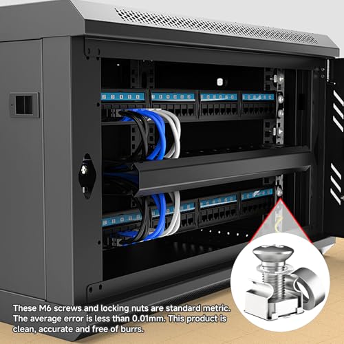 Set of 50 M6x16mm Rack Mount Cage Nuts, Screws and Washers for Rack Mount Server 19x10 Cabinet,Patch Panel, Rack Mount Server Shelves, Routers, Rack Mount Screws and Square Insert Nuts