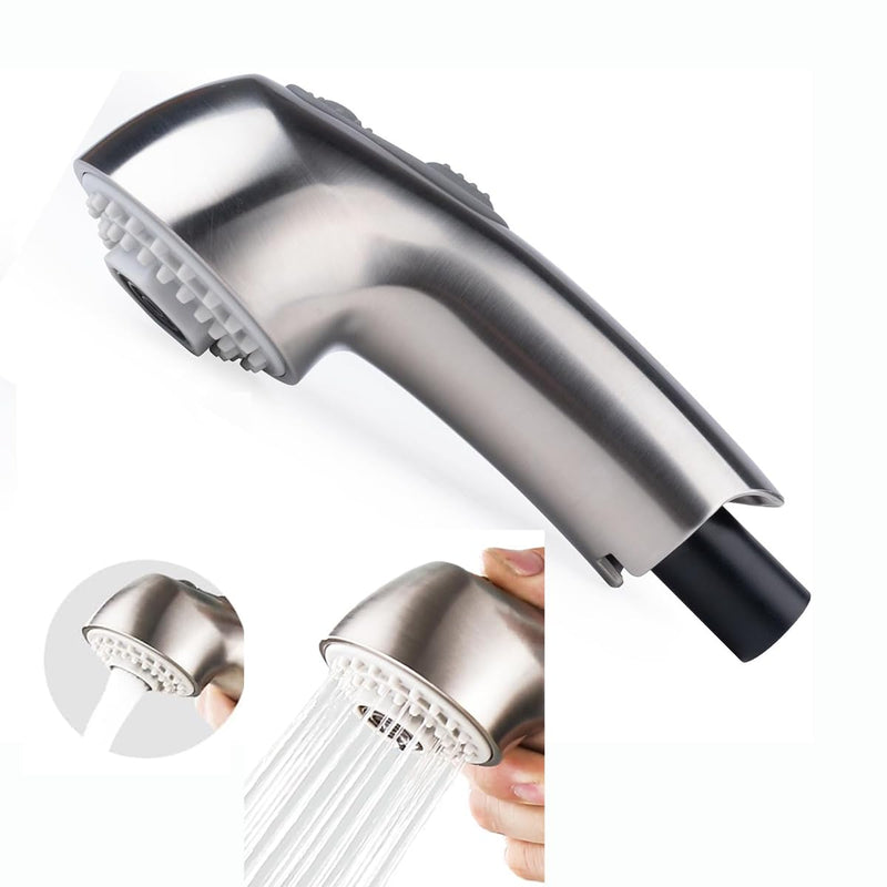 Kitchen Sink Faucet Spray Head Replacement Compatible with Grohe 46312SD0/46298SD0, Faucet Part Spray Wand for Bathroom Tub, Pull Out Sprayer Head (Brushed Nickel) Brushed Nickel