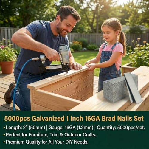 2500PC 2Inch 16 Gauge Galvanized Brad Nails, Finish Nails for RYOBI P326/P325/P326K/P326-PBP005 16GA Pneumatic & Cordless Brad Nailer
