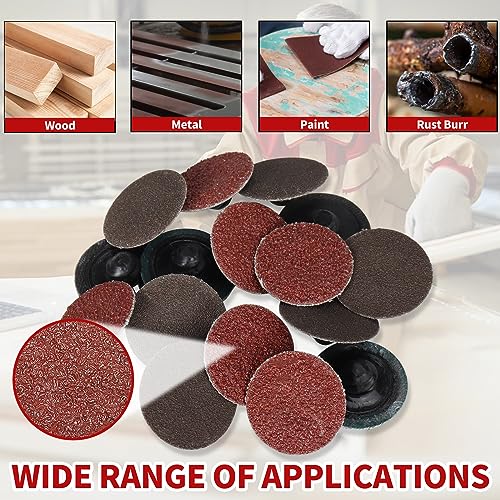 68Pcs 1 inch Quick Change Sanding Discs Set Fine Medium Coarse Grit Surface Conditioning Discs R Type Quick Change Disc with 1/4'' Shank Disc Pad Holder for Die Grinder Attachments