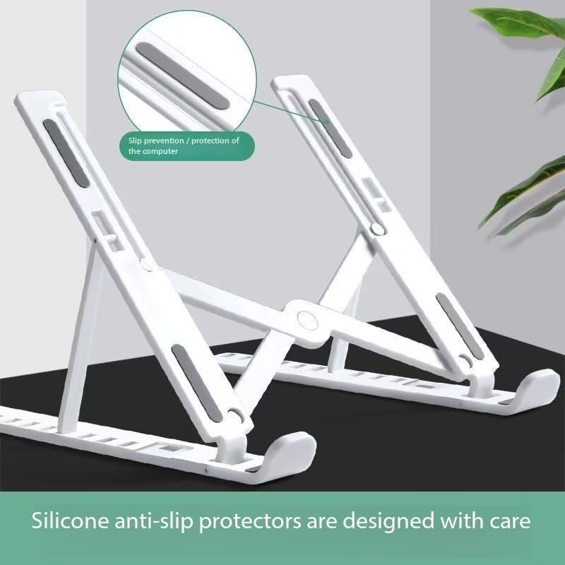 Adjustable Laptop Stand for Desk, Foldable Portable ABS + Silicone Notebook Holder, Ventilation Cooling Laptop Stand, for 10-17 Inch Laptops and Tablets(White)