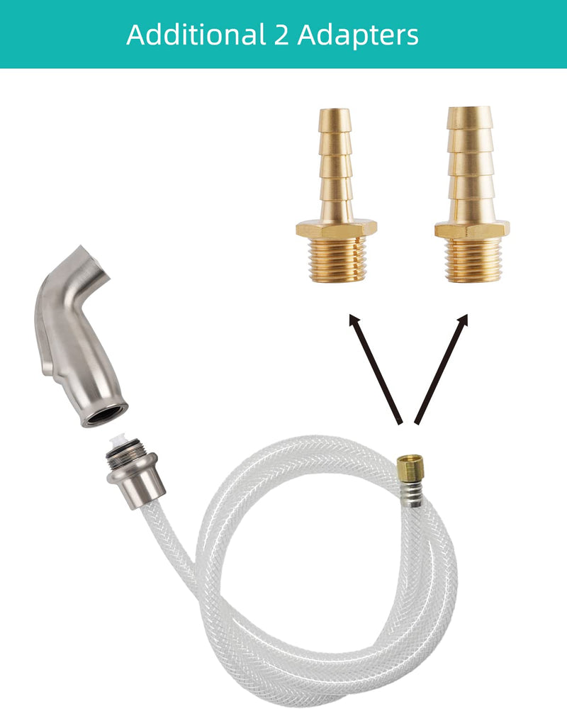 Universal Kitchen Sink Spray Attachment/Hose/Holder Set, Kitchen Side Sprayer Compatible with Moen/Delta Faucet, Kitchen Sink Faucet Sprayer Replacement, Brushed Nickel Finish transparent hose/single spray mode