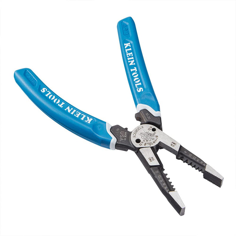 Klein Tools K12065CR Wire Stripper / Cutter / Crimper Tool, Made in USA, for Cutting, Stripping, Crimping, Twisting (8-18 AWG solid, 10-20 AWG stranded) Crimping Pliers