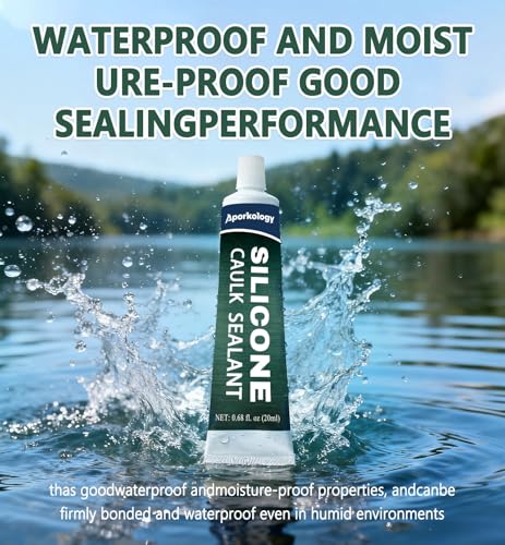 Clear Silicone Caulk Waterproof Silicone Sealant, 0.68 fl.oz(20ml)*2 20ml*2