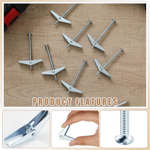 Yaocom 100 Pcs 1/8" X 3" Toggle Bolts and Wing Nut Wall Anchor for Drywall 1/8" X 3"