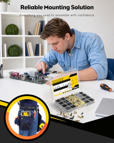 Vibit 640 Pcs M3 Brass and Nylon Standoff Kit, Male-Female & Female-Female Hex Motherboard Standoffs PCB Standoffs with Spacers Screws & Nuts, Hex Standoff Screws Assortment Kit for Circuit Boards M3,640Pcs(Nylon&Brass)