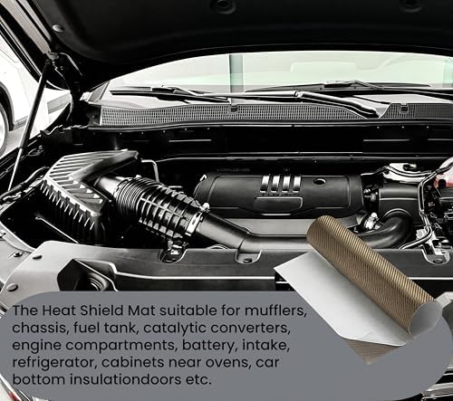 Reinforced Exhaust Heat Shield Mat 24'' x 24'' with Adhesive Backed Resistant Thermal Barrier for Hose and Auto Use Heat Insulation Sheet 24 Inches x 24 Inches(With Adhesive)