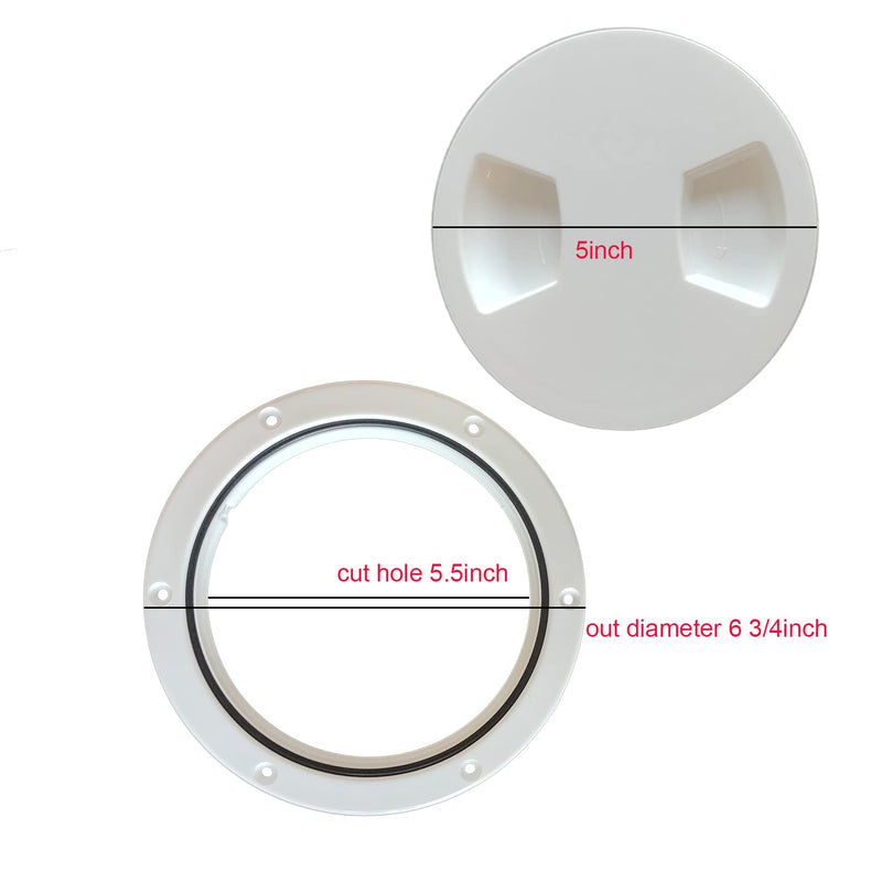 Boat 5 Inch Inspection Port Boat Access Seal Kayak Hatch Plus RV Marine Tight Hole Cover Lid White
