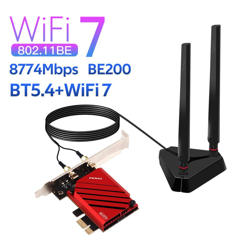 FENVi PCI-E WiFi 7 Network Card (BE8800pro) BT5.4 BE200 9.3Gbps Gmaing 802.11be Tri-Band PCIe Desktop PC WiFi 7 Adapter Upgrades WiFi 6 WiFi 6E PCIe Card for Windows 11/10 Not Support AMD Motherboards BE8800pro