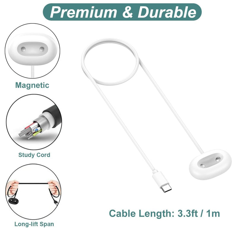 Kissmart Charger for Pixel Watch 4 Smartwatch (White) | Replacement Charging Side Dock Cable Cord for Google Pixel Watch 4 41mm/45mm White