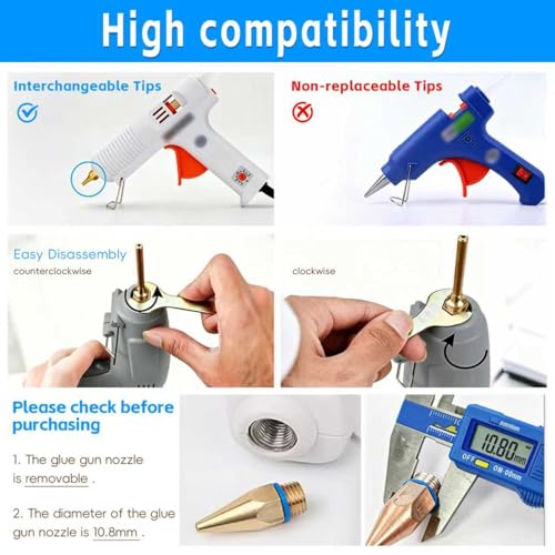 6-Piece Copper Hot Glue Gun Nozzle Set