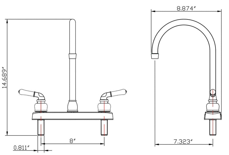 Dura Faucet DF-PK330HC-SN RV J-Spout Kitchen Sink Faucet (Brushed Satin Nickel) Brushed Satin Nickel
