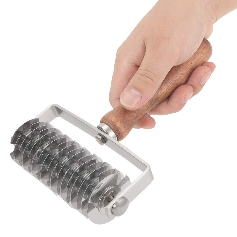 Shipenophy Pastry Lattice Roller Cutter, Stainless Steel Roller Knife Lattice Pie Crust Cutter with Wood Handle, Dough Lattice Roller Cutter Kitchen Cooking Baking Tools for Dought Cookie Pie Pizza