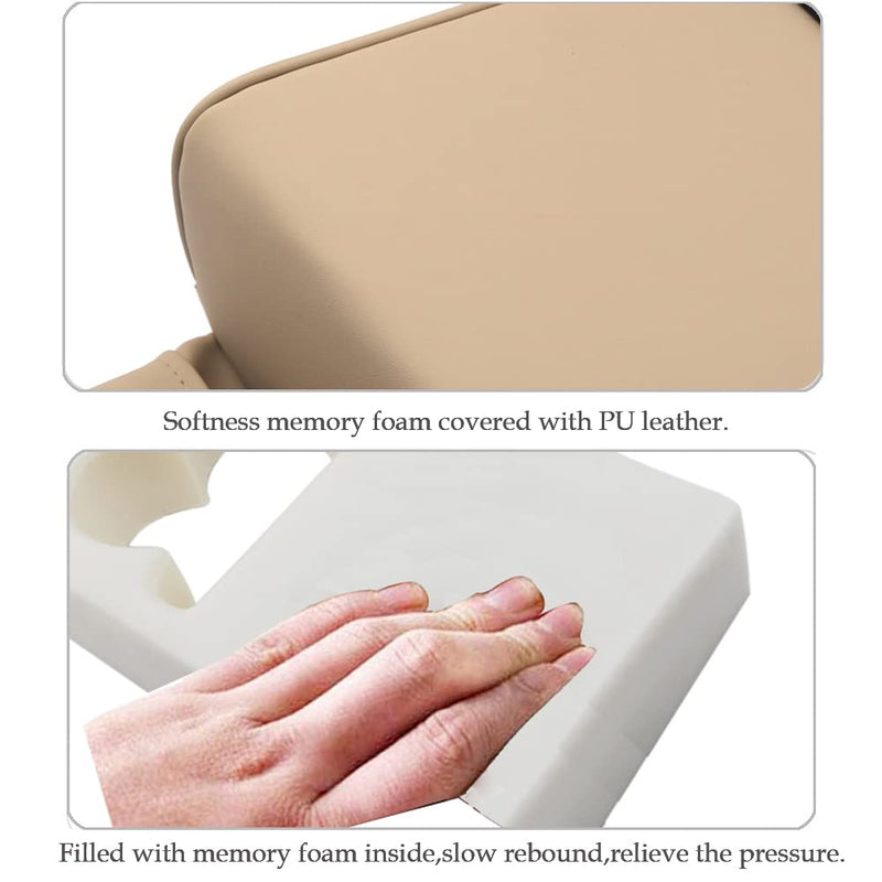 Car Center Console Pad with Front Storage Pocket for Phone,PU Leather Armrest Cushion with Cup Holder,Elbow Rest Pillow,Universal Car Armrest Seat Box Cover Protector for Most Vehicles Beige